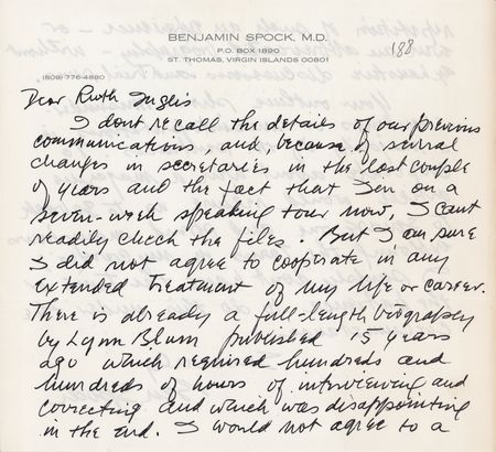 Lot #235 Benjamin Spock Autograph Letter Signed - Image 1