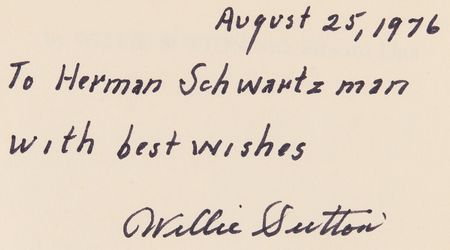 Lot #242 Willie Sutton Signed Book - Where the Money Was: The Memoirs of a Bank Robber - Image 2