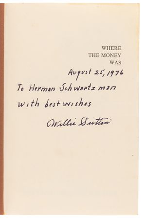 Lot #242 Willie Sutton Signed Book - Where the Money Was: The Memoirs of a Bank Robber - Image 4