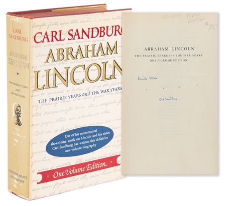 Lot #505 Carl Sandburg Signed Book - Abraham Lincoln: The Prairie Years and the War Years - Image 1