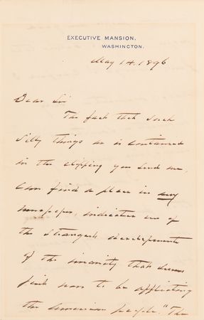 Lot #14 Grover Cleveland Autograph Letter Signed as President on 