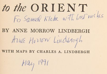 Lot #281 Anne Morrow Lindbergh Signed Book - North to the Orient - Image 2