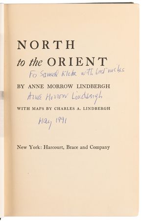 Lot #281 Anne Morrow Lindbergh Signed Book - North to the Orient - Image 4