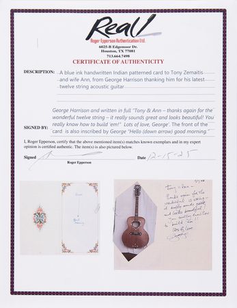 Lot #534 Beatles: George Harrison Autograph Letter Signed to Luthier Tony Zemaitis - Image 4
