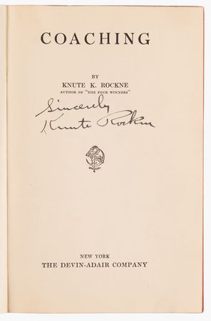 Lot #889 Knute Rockne Signed Book - Coaching - Image 4