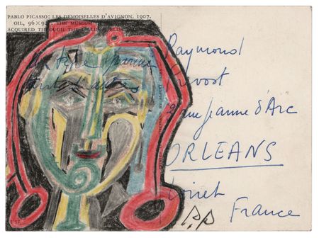Lot #350 Pablo Picasso Signed Postcard - 'Les Demoiselles d'Avignon' - Image 2