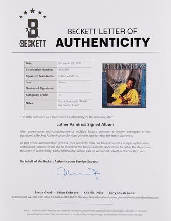 Lot #920 Luther Vandross Signed Album - Give Me the Reason - Image 2