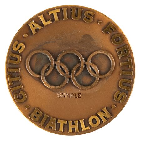 Lot #3079 Squaw Valley 1960 Winter Olympics Sample Bronze Winner's Medal for Biathlon - Image 2