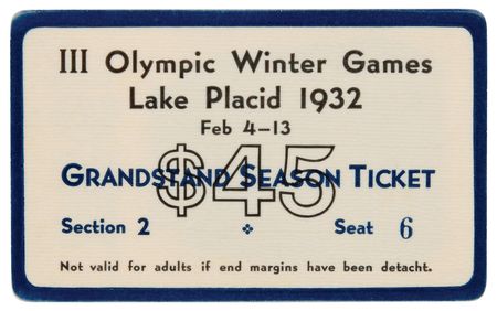 Lot #3299 Lake Placid 1932 Winter Olympics Celluloid Season Ticket (Grandstand) - Image 1