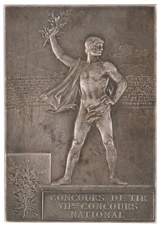 Lot #3042 Paris 1900 Olympics Silvered Bronze Winner's Medal for Shooting - Image 2