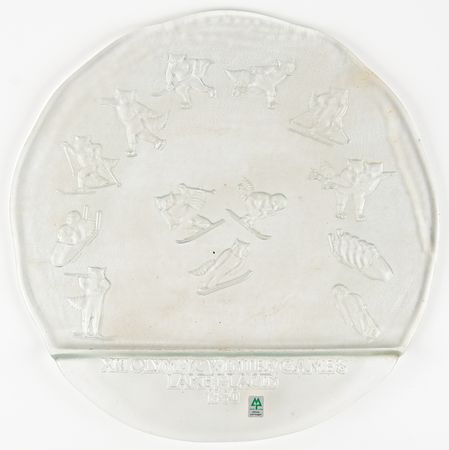 Lot #3371 Lake Placid 1980 Winter Olympics Commemorative Glass Plate - Image 1