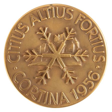 Lot #3076 Cortina 1956 Winter Olympics Gold Winner's Medal - Image 2