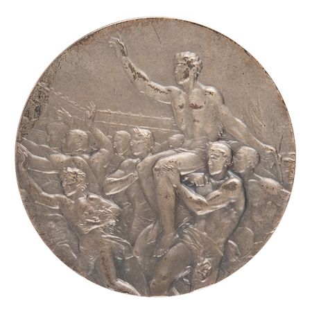 Lot #3077 Melbourne 1956 Summer Olympics Silver Winner's Medal and Participation Medal for Football - Image 2