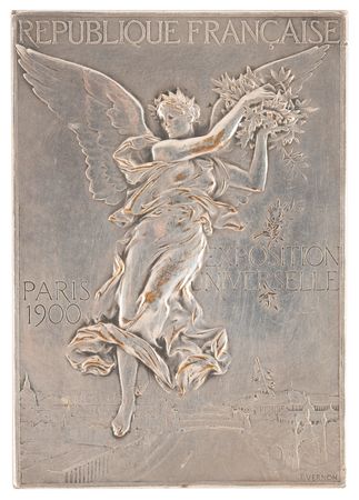 Lot #3044 Paris 1900 Olympics Silvered Bronze Participation Medal for Physical Exercises - Image 1