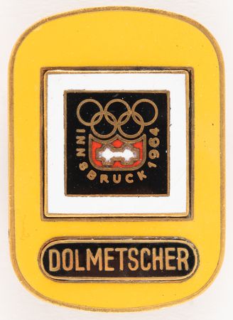 Lot #3234 Innsbruck 1964 Winter Olympics Badge - Translator - Image 1