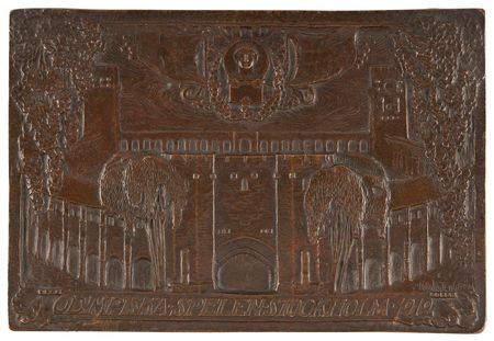 Lot #3326 Stockholm 1912 Olympics Souvenir Bronze Wall Plaque - Image 1