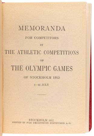 Lot #3325 Stockholm 1912 Summer Olympics Memoranda for Competitors Booklet - Image 2