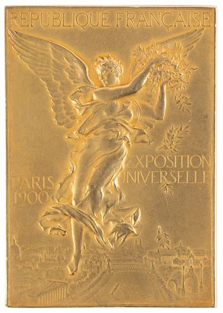 Lot #3047 Paris 1900 Olympics Gilt Bronze Winner's Medal for Gymnastics (Fete Federale) - Image 1