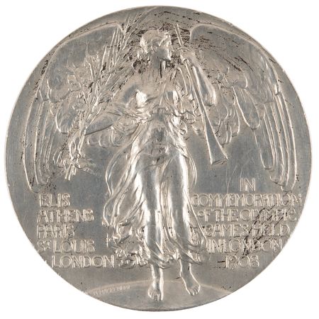 Lot #3123 London 1908 Olympics Silvered Bronze Participation Medal - Image 2