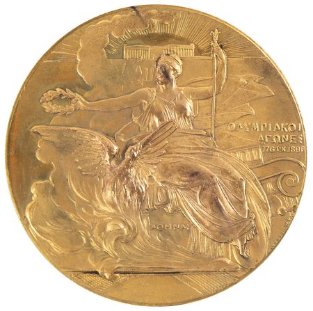 Lot #3117 Athens 1896 Olympics Gilt Bronze Participation Medal - Image 1
