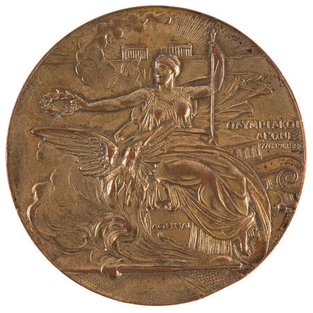Lot #3120 Athens 1906 Intercalated Olympics Gilt Bronze Participation Medal - Image 1