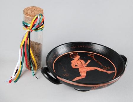 Lot #3328 Paris 2024 Summer Olympics Ancient Greek Vessel and Ancient Olympia Soil Vial - Gifts to IOC Members - Image 1