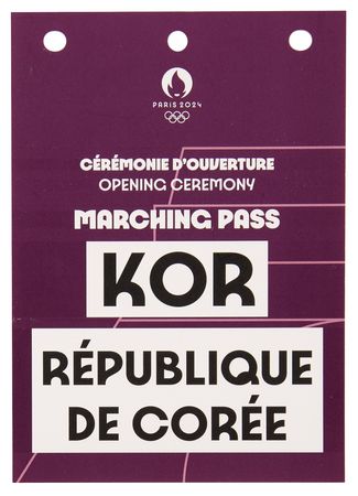 Lot #3388 Paris 2024 Summer Olympics (2) Items - Competitor's Bib and Opening Ceremony Marching Pass - Image 2