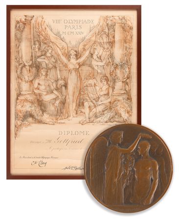 Lot #3127 Paris 1924 Summer Olympics Participation Medal and Diploma - Image 1