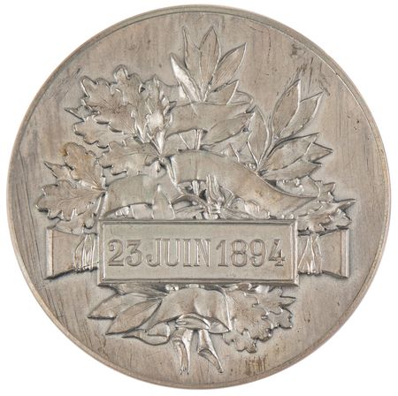 Lot #3311 Paris 1894 First Olympic Congress Silver Commemorative Medal - Image 2