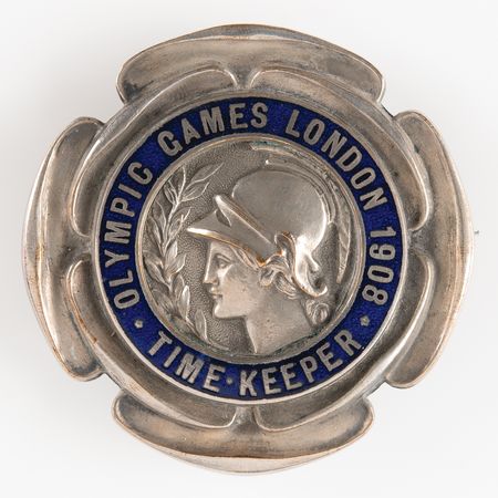 Lot #3208 London 1908 Olympics 'Time-Keeper' Badge