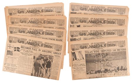 Lot #3333 Los Angeles 1932 Summer Olympics: Collection of (8) Los Angeles Times Newspaper 'Olympic Games' Sections - Image 1
