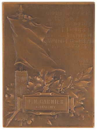 Lot #3320 Paris 1900 Mayors' Banquet Bronze Commemorative Plaque - Image 1