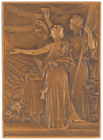 Lot #3320 Paris 1900 Mayors' Banquet Bronze Commemorative Plaque - Image 2