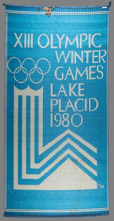 Fanion Souvenir Hockey Sur Glace - Lake Placid 1980 - Polski Komitet - Wimpel Vintage