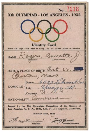 Lot #3334 Los Angeles 1932 Summer Olympics