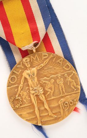 Lot #3055 St. Louis 1904 Olympics Gold Winner's Medal with Case for Men's 110m Hurdles - Image 1