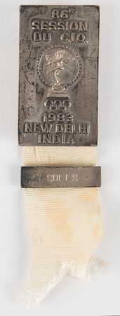 Lot #3267 86th IOC Session Badge, New Delhi, 1983 - From the Collection of IOC Member Phillip W. Coles - Image 1