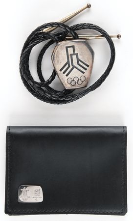 Lot #3378 Salt Lake City 2002 and Vancouver 2010 Winter Olympics Bolo Tie and Wallet - From the Collection of IOC Member Phillip W. Coles - Image 1