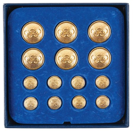 Lot #3368 Olympic Rings Cufflinks (2) and Blazer Buttons (14) - From the Collection of IOC Member Phillip W. Coles - Image 1