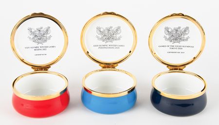 Lot #3382 Pyeongchang 2018, Tokyo 2020, and Beijing 2022 Olympics (3) Halcyon Days Enamel Boxes - From the Collection of IOC Member Phillip W. Coles - Image 3