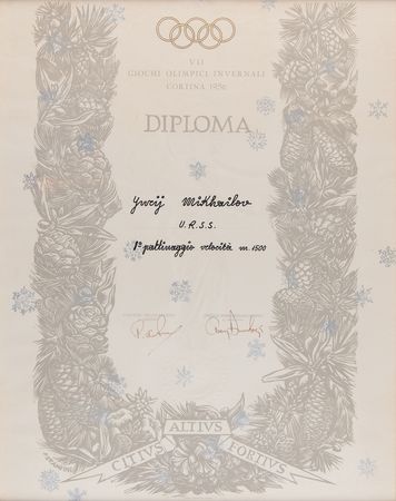 Lot #3182 Cortina 1956 Winter Olympics Gold Medal Winner's Diploma for Speed Skating - Image 2