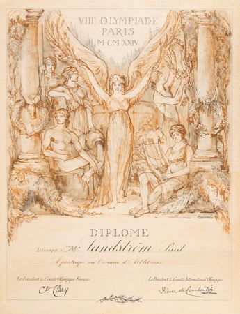 Lot #3173 Paris 1924 Summer Olympics Participation Diploma - Image 1