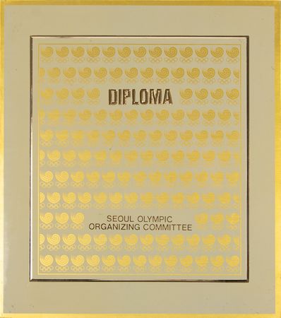 Lot #3190 Seoul 1988 Summer Olympics Bronze Medal Winner's Diploma for Handball - Image 2