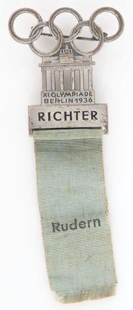 Lot #3226 Berlin 1936 Summer Olympics Judge's Badge for Rowing - Image 1