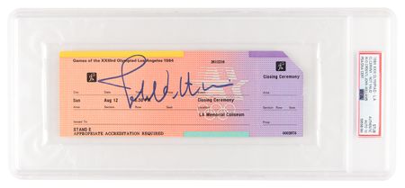 Lot #3305 Los Angeles 1984 Summer Olympics Closing Ceremony Ticket Stub Signed by John Williams - Image 1