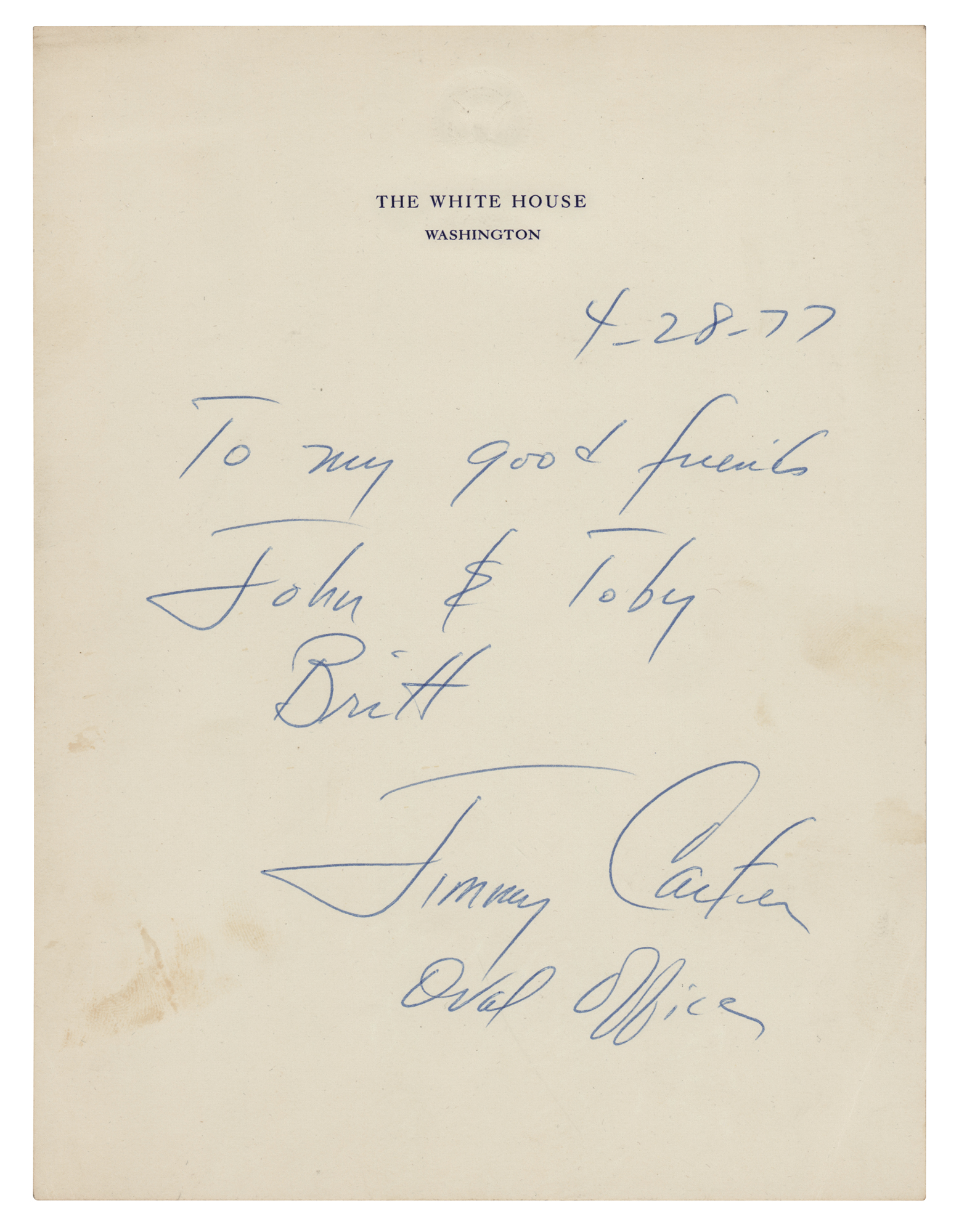 n*r様 カーター大統領 直筆サイン 証明書付き JIMMY CARTER AU n*r様 カーター大統領 直筆サイン 証明書付き JIMMY CARTER AU