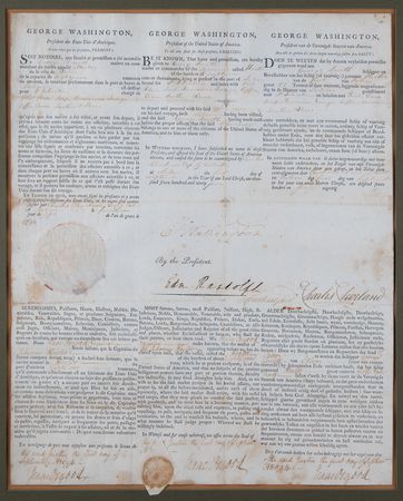 Lot #2 George Washington Document Signed as President - Three-Language Ship's Papers for a Trade Voyage - Image 2