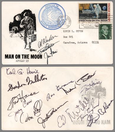 Lot #561 Apollo 15 Crew-Signed Launch Day Cover, with (15) Astronaut Autographs - Image 1