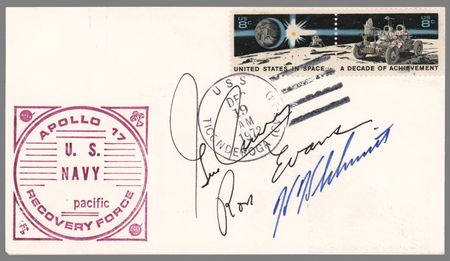 Lot #562 Apollo 17 Crew-Signed Recovery Cover - Image 1