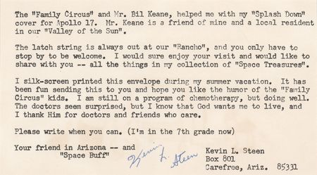 Lot #562 Apollo 17 Crew-Signed Recovery Cover - Image 3